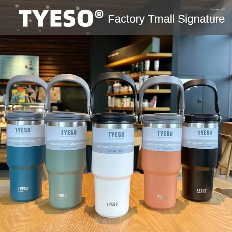 Water Bottles Tyeso Coffee Cup Double-layer Insulation And Cold Storage Portable Ice Stainless Steel Double-drink Car