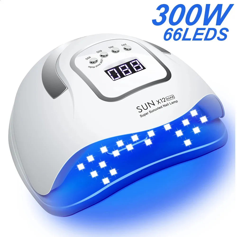 爪の300W UV LEDネイルランプ66 LEDネイルドライヤーランプジェルマニキュア4つのタイマープロフェッショナルネイルアートホームサロン240127