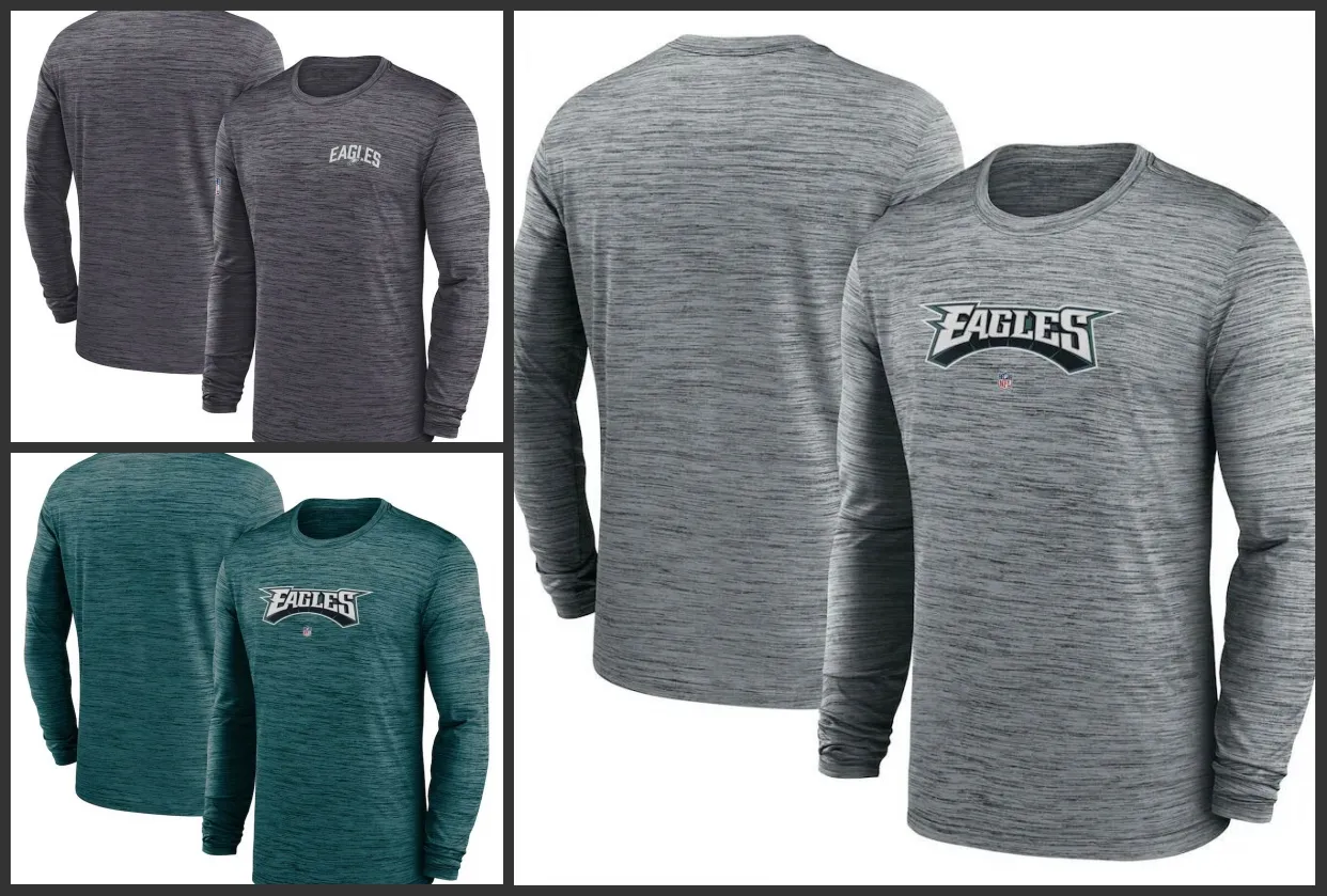 Philadelphia''eagles''men Heather Gray Sidelineチーム速度パフォーマンス長袖Tシャツ