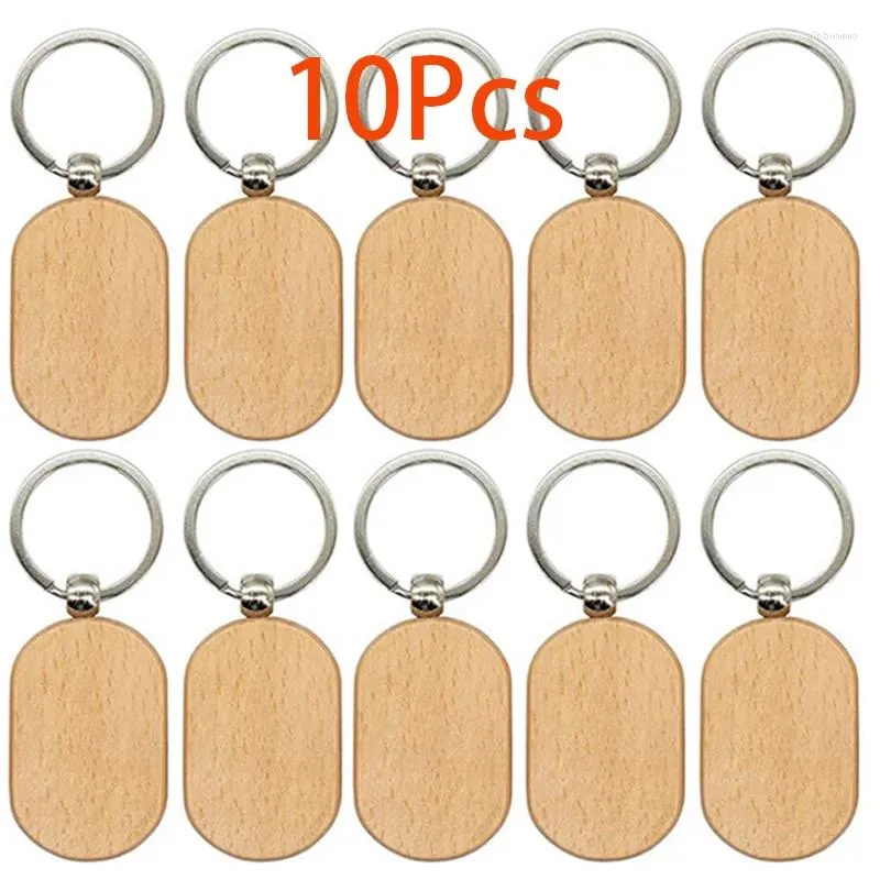 Sleutelhangers 10 stuks blanco houten sleutelhanger rechthoek sleutel tag DIY houten spaties huisdier souvenir plaat