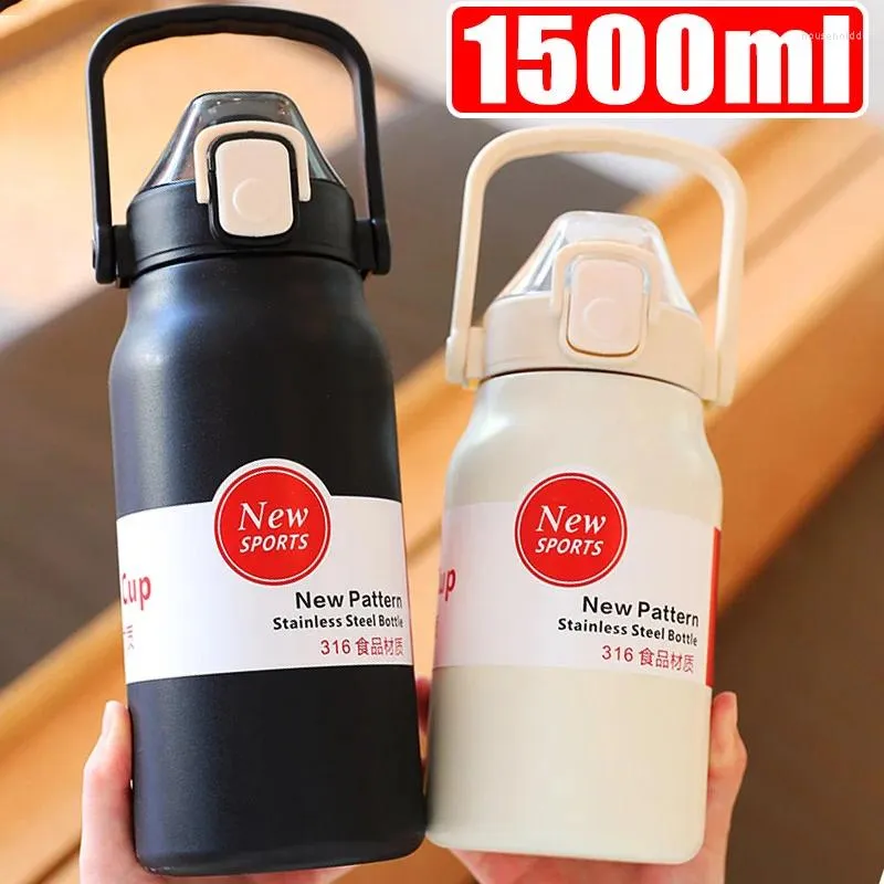 Water Bottles 1.5L Large Capacity Thermo Bottle Stainless Steel Thermos Cold And Tumbler Portable Thermoses Mug Cup