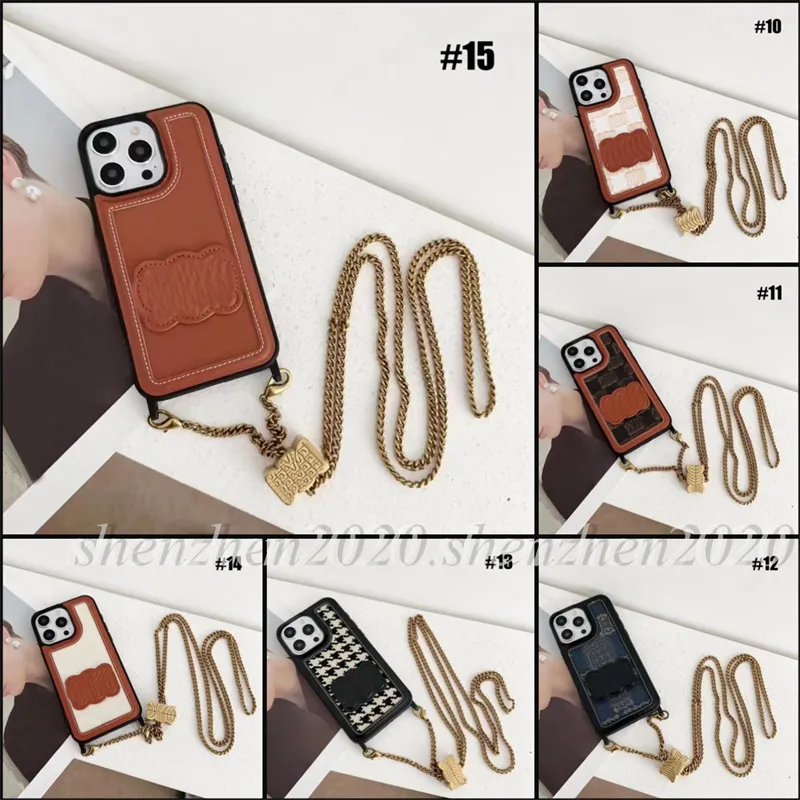 العلامة التجارية Classic Phone Case Cover Cover مع Hanging Rope Gift for I P Phones 12 13 14 15 Plus Pro Max