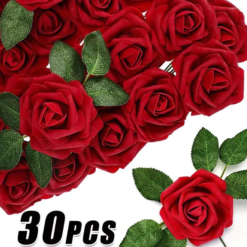 Fleurs décoratives 30/5 pièces artificielles en mousse PE, Bouquets simulés pour fête de mariage, décorations de Table à domicile, fournitures de scrapbooking DIY