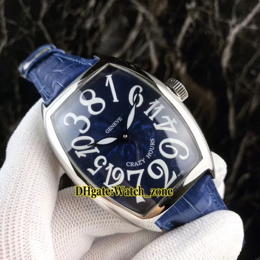 安い新しいクレイジーアワー8880 CHオートマチックブルーダイヤルメンズウォッチスチールケースブルーレザーストラップ高品質の安い紳士時計時計2544