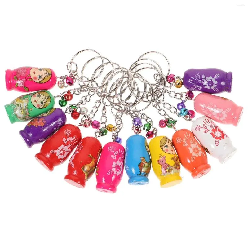 Keychains nyckel ryska häckande matryoshka träkedjor kedja ring ringer barn charms tjej gåvor hänge småbarn bilhandväska