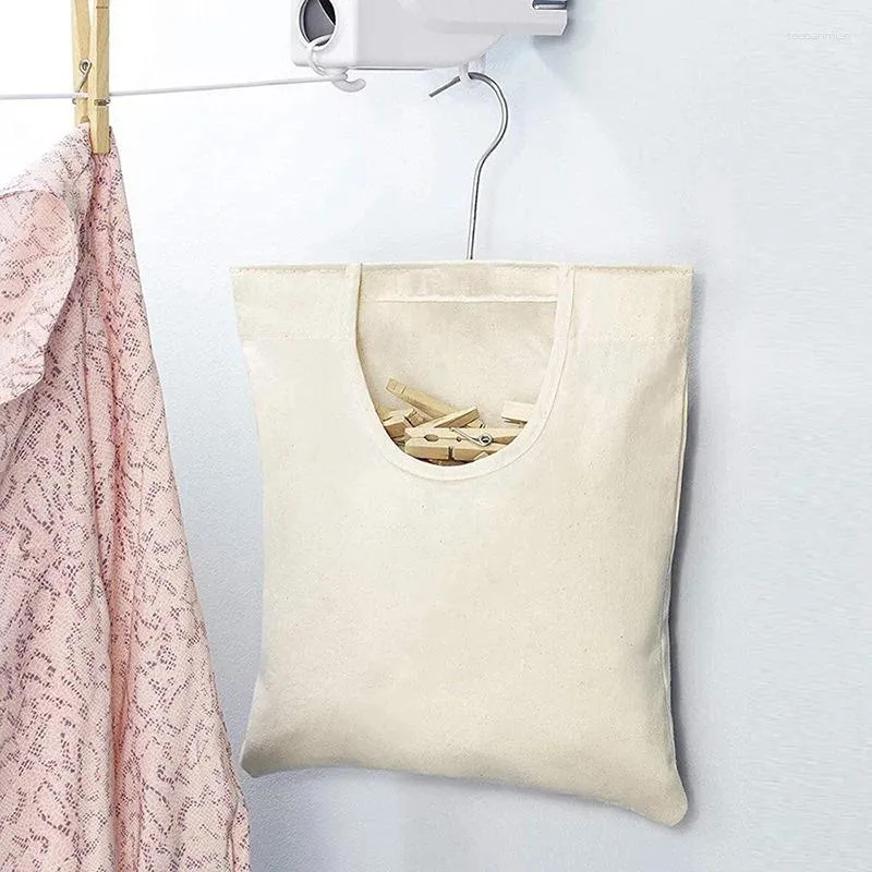 Boîtes de rangement 1pc pince à linge sac suspendu grande ouverture avec crochet rotatif à 360 degrés pour balcon de salle de bain