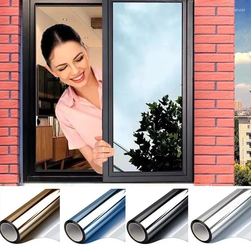 Fensteraufkleber Einwegspiegel Wärmedämmfolie Anti-Ultraviolett Glas Sonnenschutz Home Anti-Peeping Büro