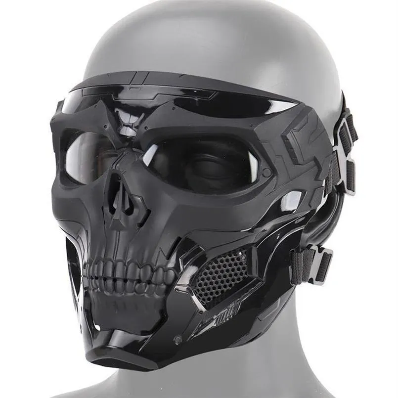 Cadılar Bayramı İskelet Airsoft Maske Tam Yüz Kafatası Cosplay Masquerade Parti Mask Paintball Askeri Savaş Oyunu Yüz Koruyucu Mas Y343A