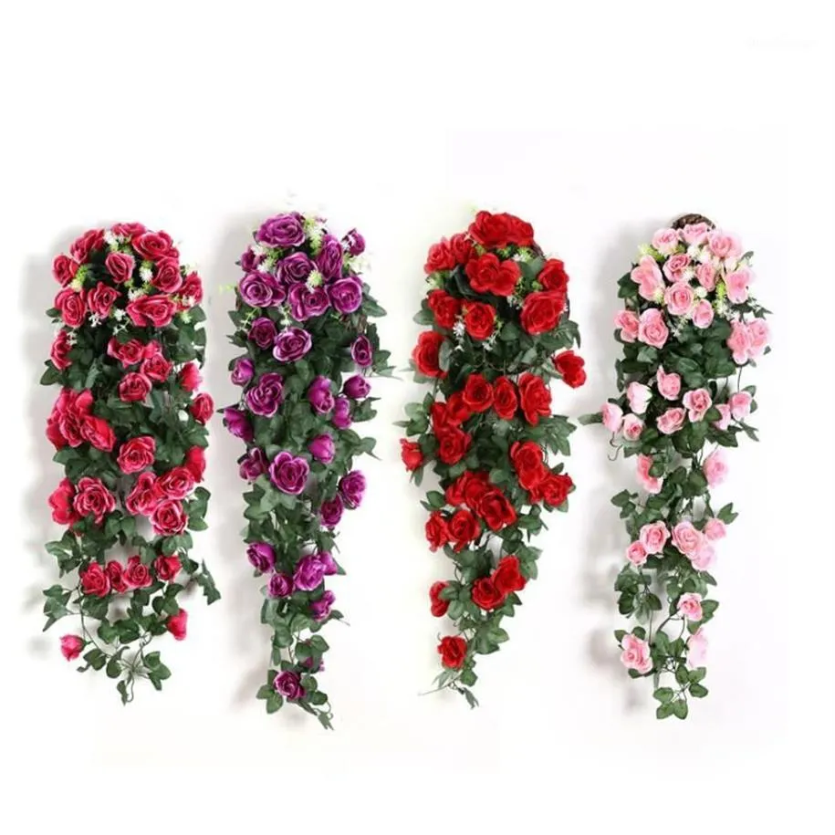 1 peça guirlanda de flores artificiais, videira, 18 cabeças, flores de rosa, decoração de casa, plantas falsas, folhas, parede, fazenda, decoração para festa de casamento 1243o