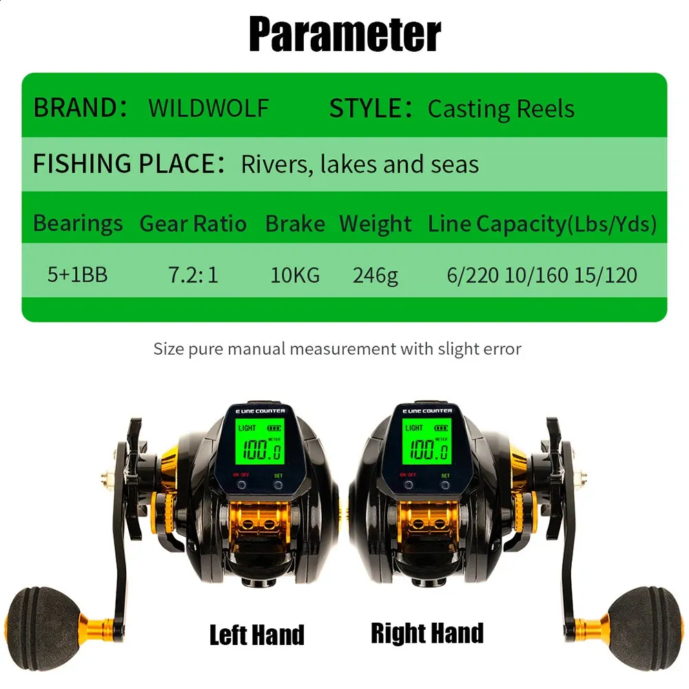 6.3:1 Digital Fishing Baitcasting Reel with Accurate Line Counter, USB  Rechargeable Aluminum Alloy Large Display Fishing Reel, Right Hand