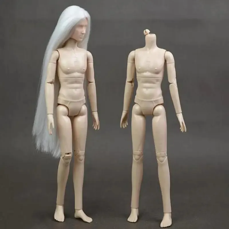 16 naken manlig docka 20 gemensam flexibel kropp bjd pojke prins long vit svart hår pojkvän diy 31 cm 240129