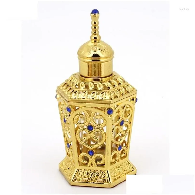 Bottiglie di stoccaggio Barattoli da 10 ml per bottiglia riutilizzabile Forma di castello Oli essenziali stile arabo anticato Tappo vintage Lusso portatile Dr Dhc7O