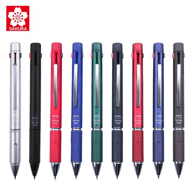 SAKURA GB4M1004 PIOD wielofunkcyjny 0,4 mm czterokolorowy długopółka żelowe plus 0,5 mm automatyczny ołówek 240122