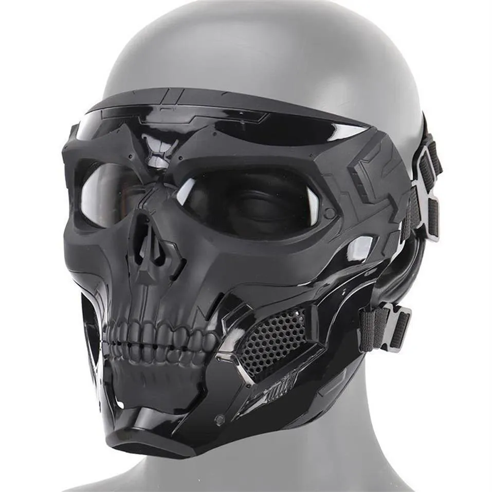 Halloween esqueleto airsoft máscara rosto cheio crânio cosplay masquerade festa máscara paintball jogo de combate militar rosto protetor mas y290y