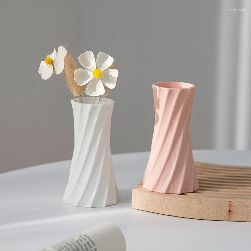 Vaser plast blomma vas hem deocr nordisk arrangemang container modern skrivbord prydnad vardagsrum dekoration