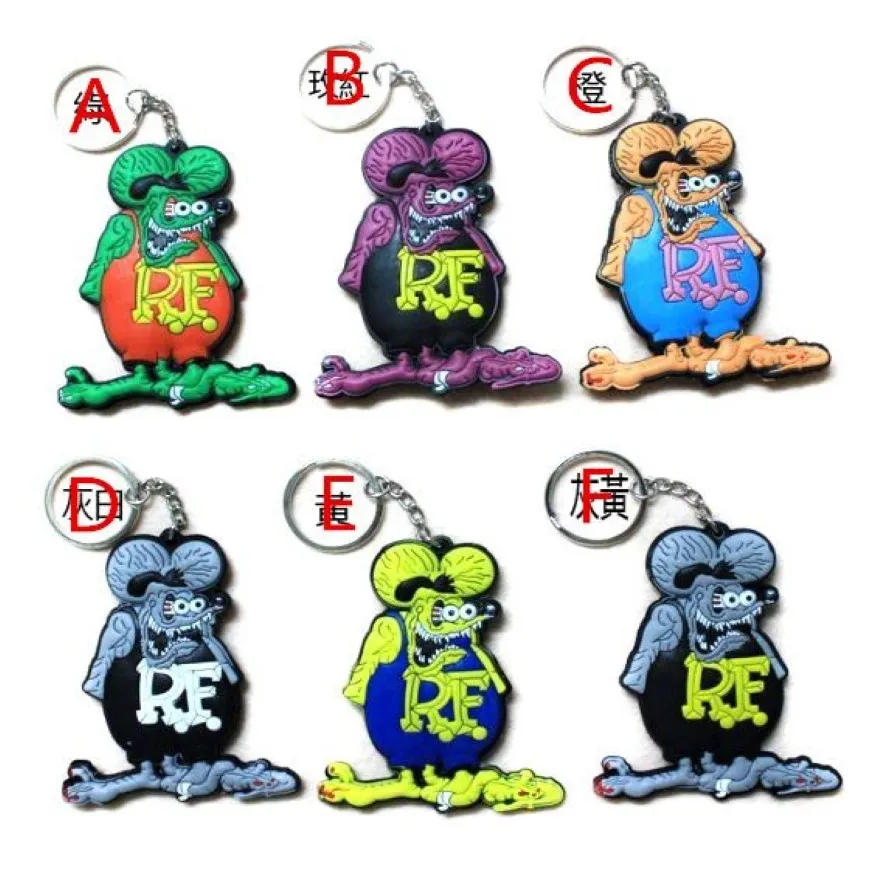 20 Stück Lot RF Ratfink Rat Fink Maus PVC Kunststoff Schlüsselanhänger Schlüsselanhänger für Männer Whole271V