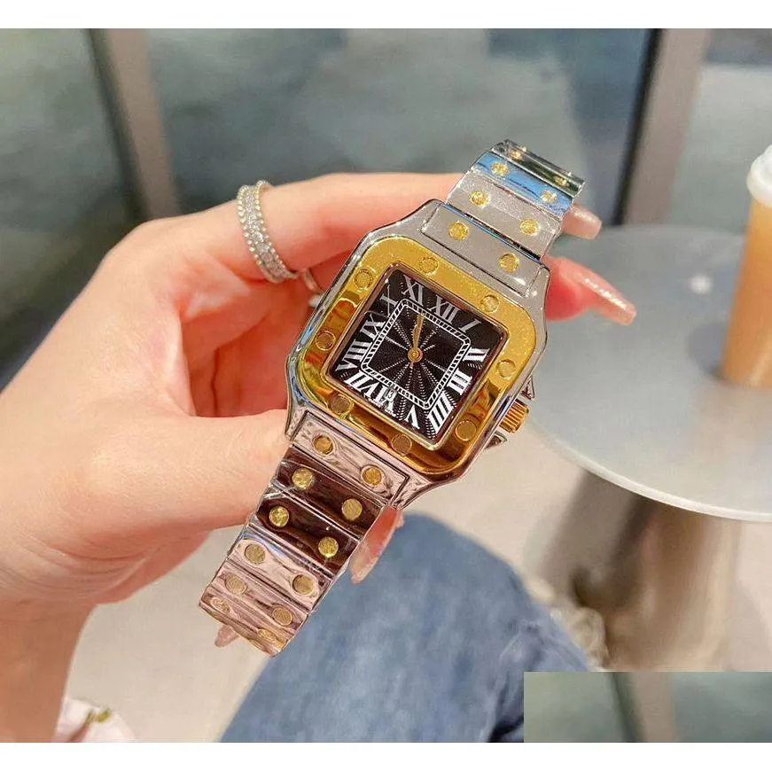 Zegarki damskie klasyczny designerski zegarek damski męskie zegarki Square FL Stale nierdzewne złota sier Montre de lukse Drop dostarczenie dhngf