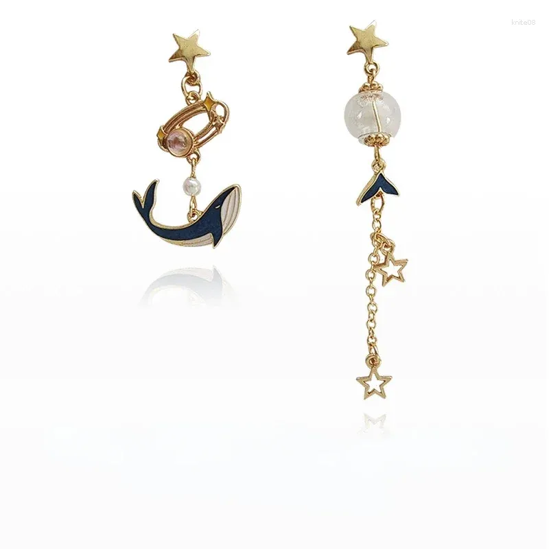 Boucles d'oreilles pendantes 1 paire, Animal mignon baleine pour femmes, mode asymétrique gland filles, décor de fiançailles, cadeaux d'anniversaire