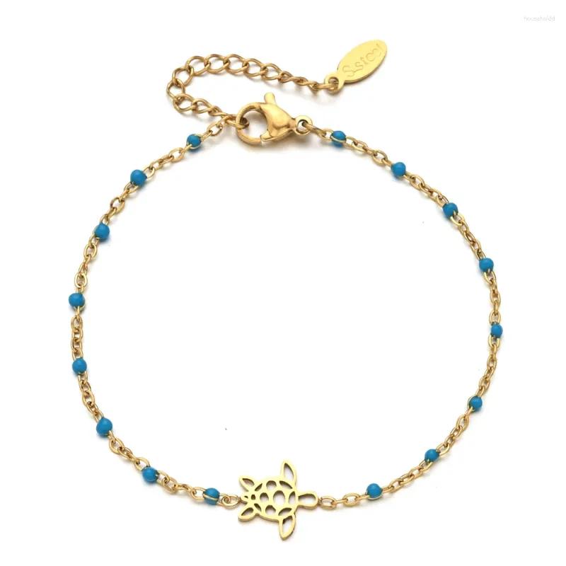 Bracelets de charme Zmzy Bracelet en acier inoxydable Lucky Ocean Tortue pour filles Tendance Bijoux Femme Amant Cadeau d'anniversaire