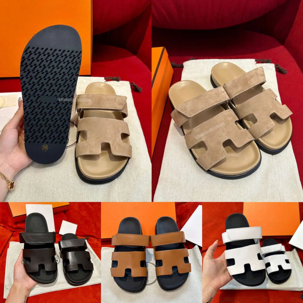 Designer Slide Slippers Strand Klassieke Platte Sandalen Glijbaan Luxe Zomer Dame Lederen Slippers Topkwaliteit Heren Dames Slides Sandale Maat 35-44 Schoenen 01