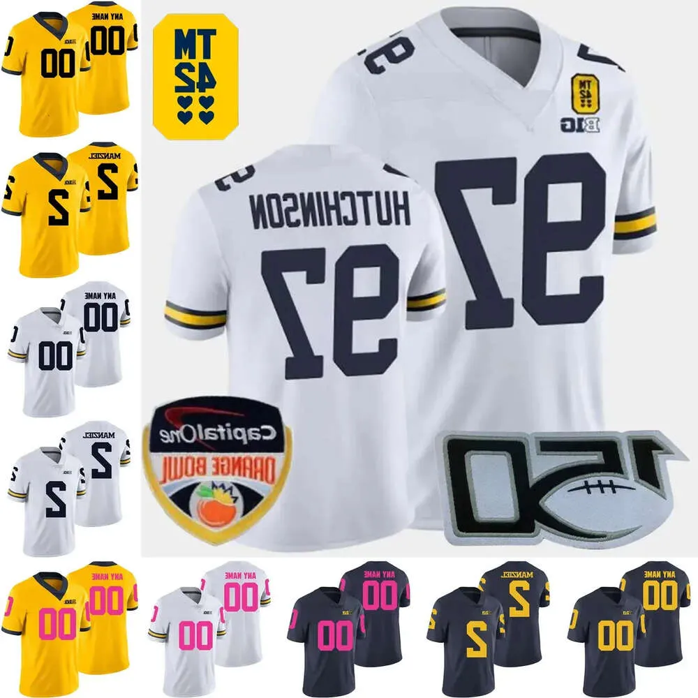 S-6Xl Benutzerdefiniertes NCAA Michigan Wolverines College-Football-Trikot 18 Eyabi Okie 2 Will Johnson 9 J.J.McCarthy 8 Derrick Moore 3 Keon Sabb High