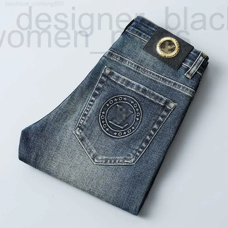 designer Jeans for men luxury mens jeans Designer Autumn Fashion Men Slim-fit pants Slim Fit Thick Embroidered Blue Grey Pants L96U