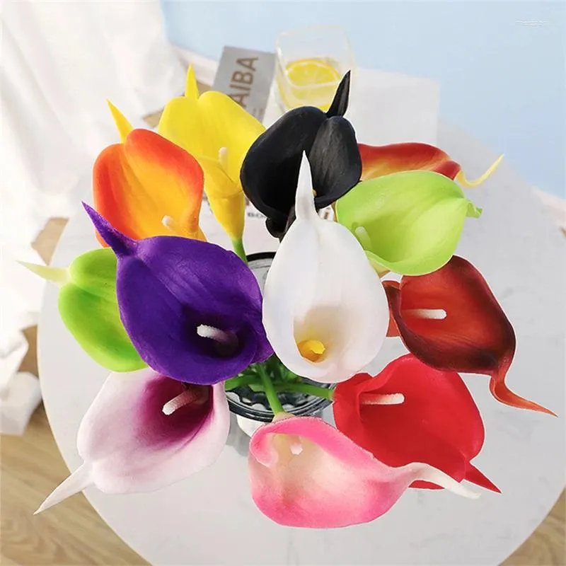 Dekoratif çiçekler 1 demet yapay çiçek premium direnç simüle mini calla zambak simülasyonu saf beyaz ipek ev dekorasyon