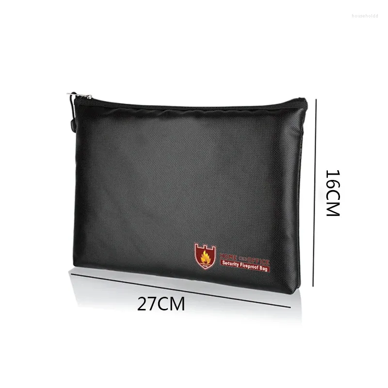 Storage Bags Files Document Bag Passport Tickets Safety Protection Waterproof Organiser Zipped Black Fire Resistant Fireproof