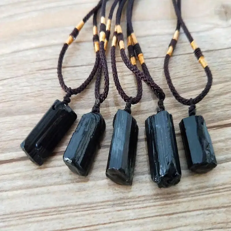 Pendant Necklaces Natural Black Tourmaline Stone Necklace Fashion Gift Original Jewelry Specimen Ore Accessori M3G2