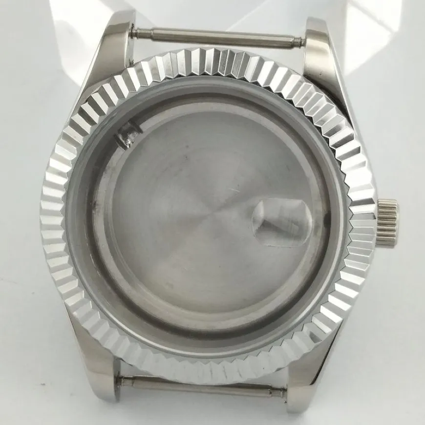 41mm Sapphire Glass Polished Silver Color Rostfritt Steel Watch Case Fit ETA 2824 2836 Miyota 8205 8215 821A 82 Series Movement P177E
