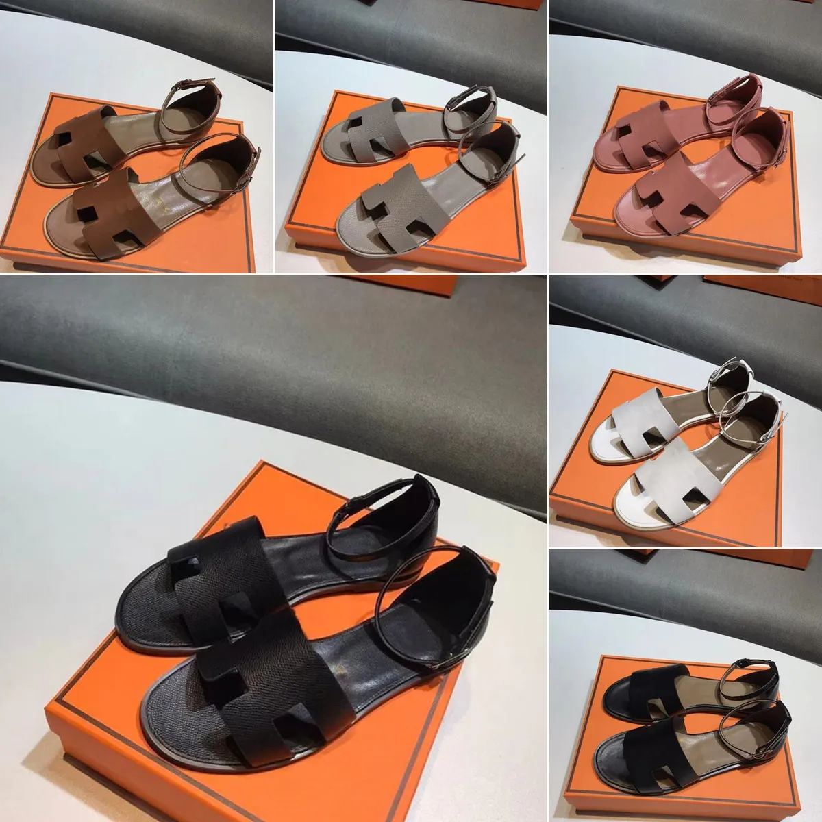 Women sandals Designer flat sandals New open-toed sandals Fashion buckle Beach sandals for women Luxury leather outdoor sandals