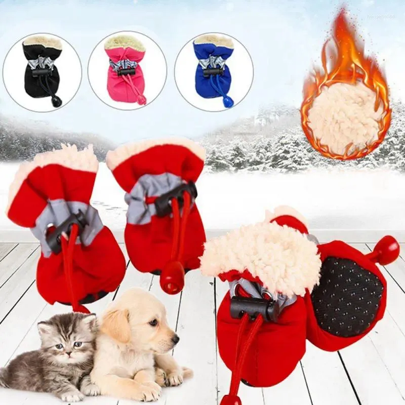 Ropa para perros 4 unids / set impermeable invierno cálido zapatos para mascotas antideslizante lluvia botas de nieve calzado grueso para gatos cachorro chihuahua calcetines botines