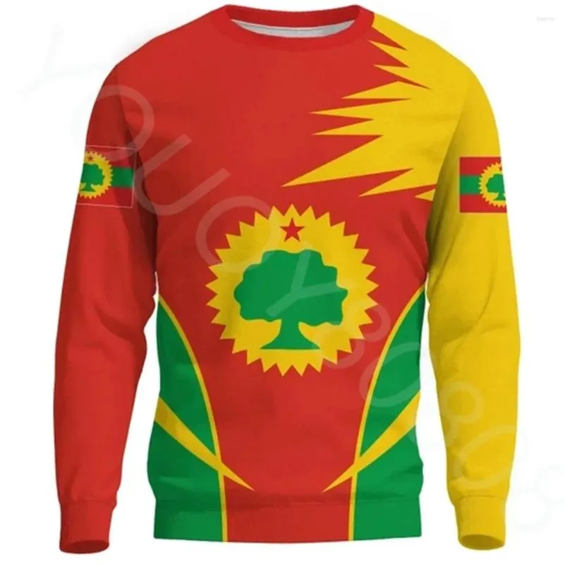 Mäns hoodies African Region Oromo Flaggaktiviteter Rund halströja Harajuku Sport och fritid 3D -tryckning Pullover