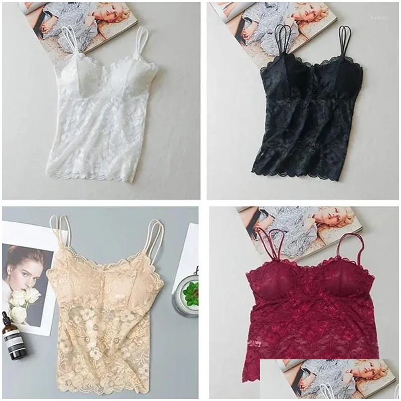 camisoles & tanks padded crochet floral vest top sexy underwear tank flower cami bralette women`s lace camisole