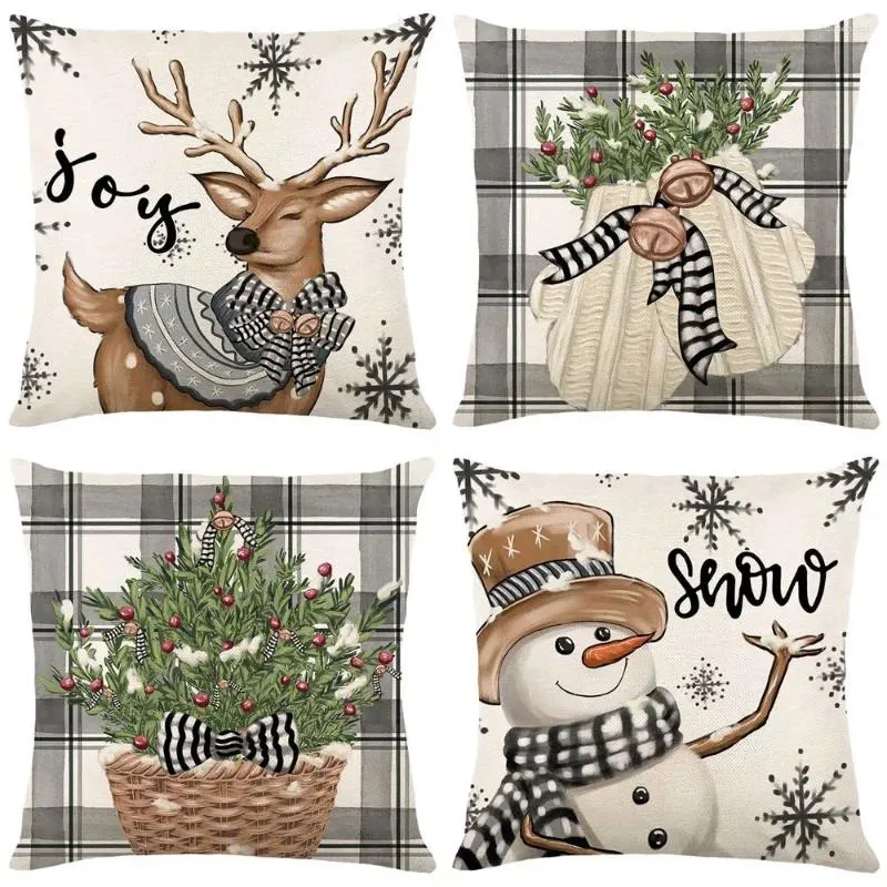 Décorations de Noël 45cm Joyeux Coussin Taie d'oreiller 2024 pour la maison Ornement Année Décor Noel