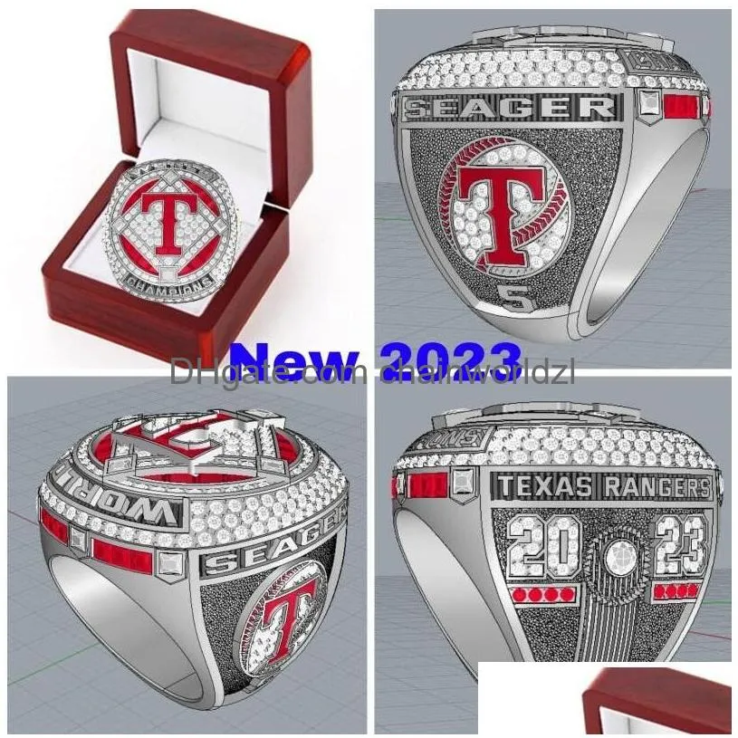 2022 2023 Baseball Rangers Seager Team Champions Championship Ring mit hölzerner Displaybox Souvenir Männer Fan Geschenk Brithday Drop Deliv Dhhdl
