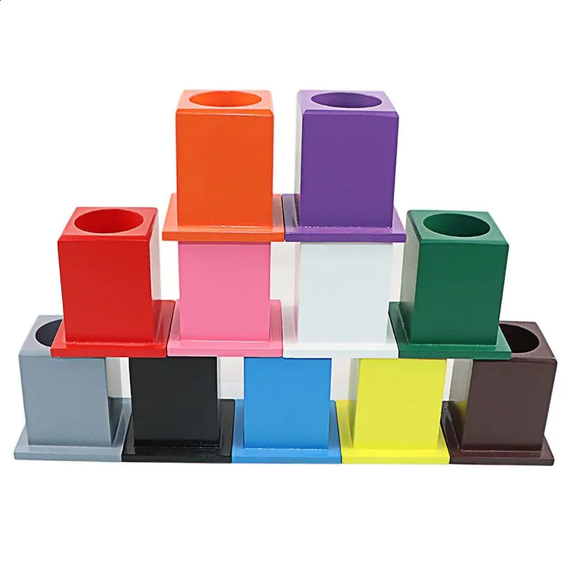 Montessori Sensory Toys 11st Color Pen Container Holders Träpennahållare Visuell känsla för barn Förskola Undervisning 240131