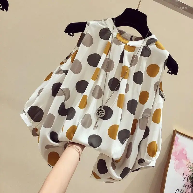Women's Blouses Fashion Loose Chiffon Hollow Out Polka Dot Blouse Clothing 2024 Spring Oversized Casual Pullovers Office Lady Shirt