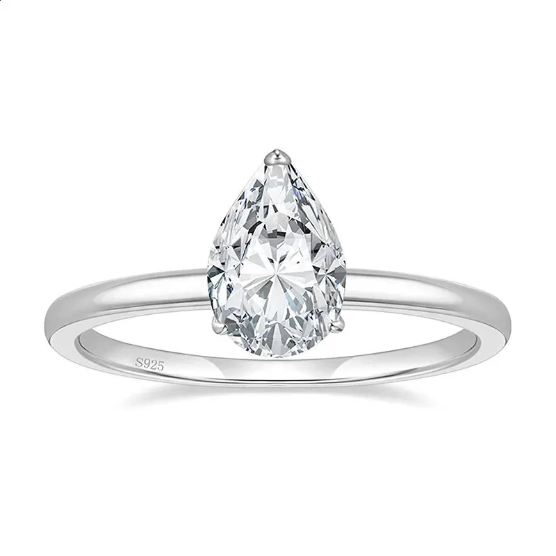 EAMT 2CT 925 Sterling Silver Engagement Rings Pear Cut Cubic Zirconia CZ Wedding Promise For Her Fantasting Teardrop 240202