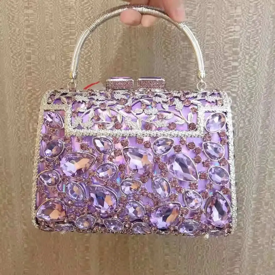 Xiyuan Luxury Wedding Party Rhinestone Clutch Bag Bride Crystal Evening Bags Silver Purple Diamond Handbag Women Handväskor Purse 240130
