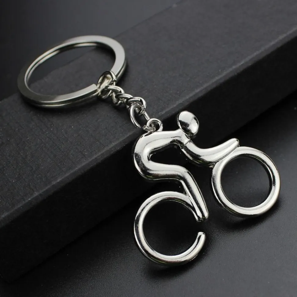 20st Lot Metal Riding Bicycle KeyChain Fashion Sports Key Chains Cool Man Bag Pendants Charm Female Accessory Jewelry Whole297n