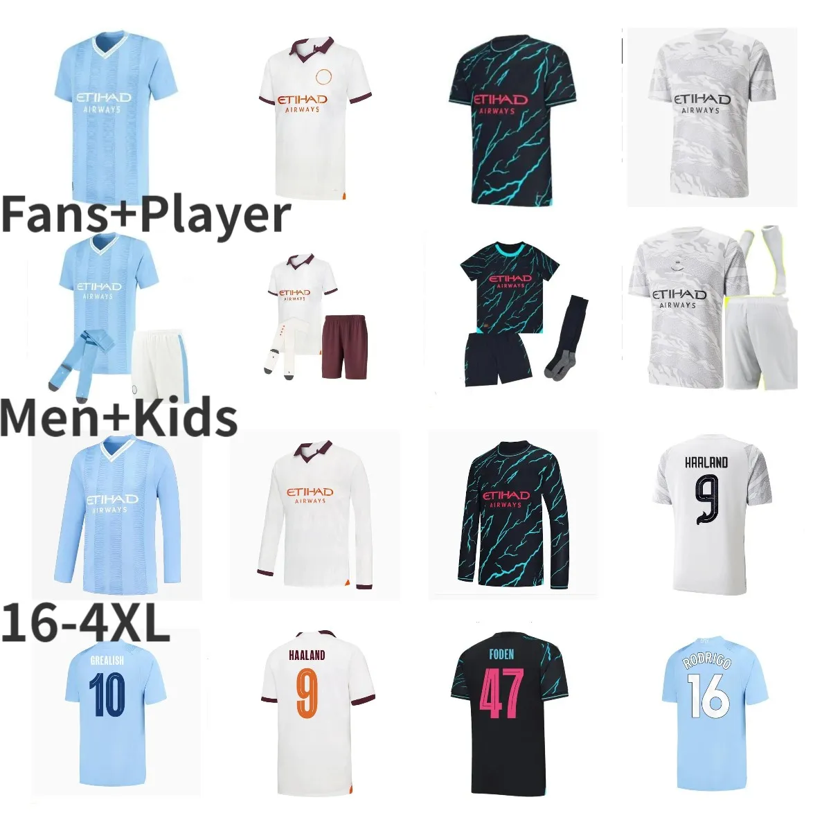 23 24 HAALAND JERSEYS DE FUTEBOL Ano Novo Chinês DO Dragão DOKU RODRIGO MANS CITIES fãs jogador DE BRUYNE FODEN 2023 2024 GREALISH camisa de futebol crianças campeões 16-4XL