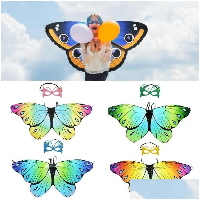 Halsdukar Fashion PartyProp Fairy Party Favor Butterfly Wings Shawl Costumes Accessory Kids Drop Delivery Dhjqk