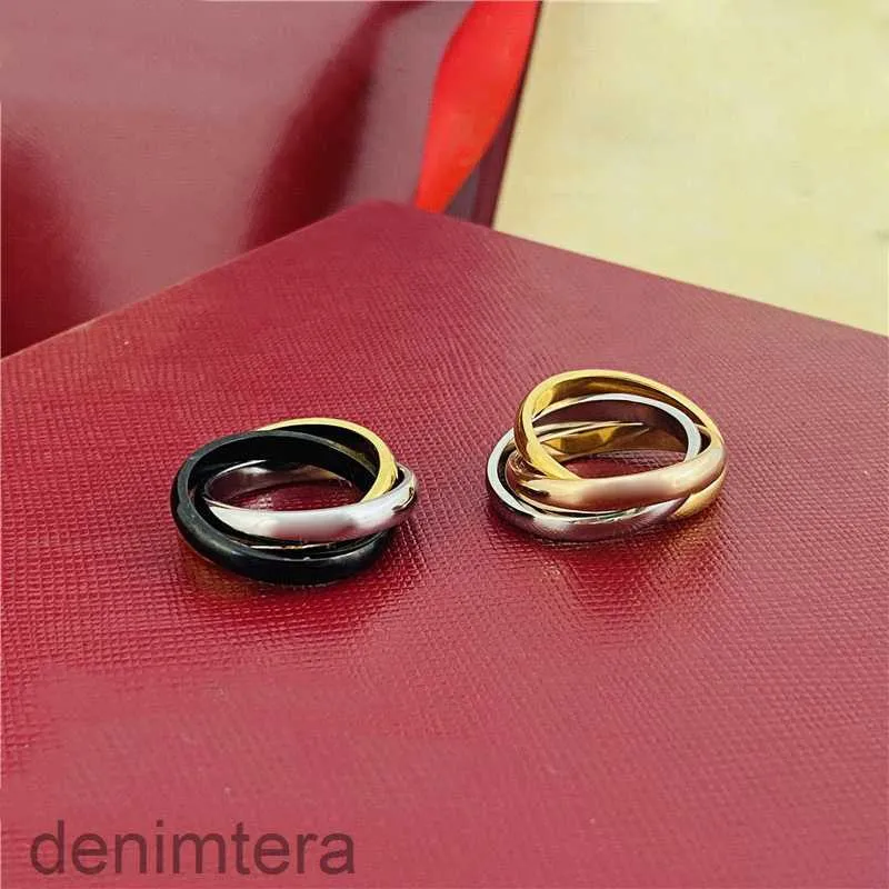 Trinity Ring Verlovingsring RVS Sieraden Zwart Rose Goud Zilveren Ringen voor Mannen Vrouwen Trouwringen Valentijnsdag Cadeau 5-11 Grootte WRQI