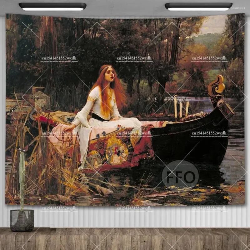 Tapestries John William Waterhouse Artworks The Lady Of ShaloTapestry Wall Hanging Oil Paintings Home Decoration Aesthetic