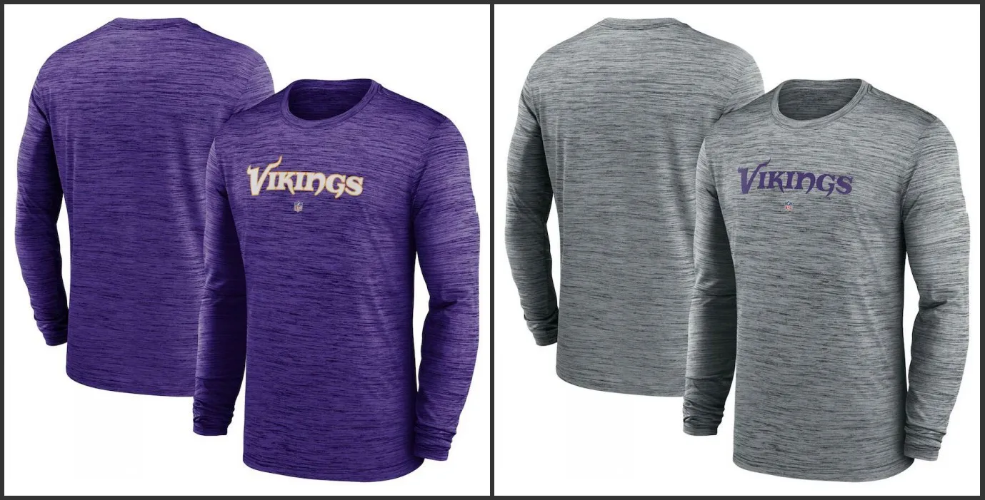 Minnesota''Vikings''Men Heather Gray Sideline Team Velocity Performance Long Sleeve T-Shirt