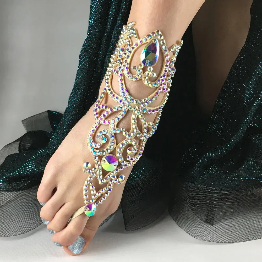 Stonefans Hollow Crystal Belly Dance Anklet Performance Accessories Fashion Lady Barefoot Sandals Anklet Bracelet Design Jewelry 240202