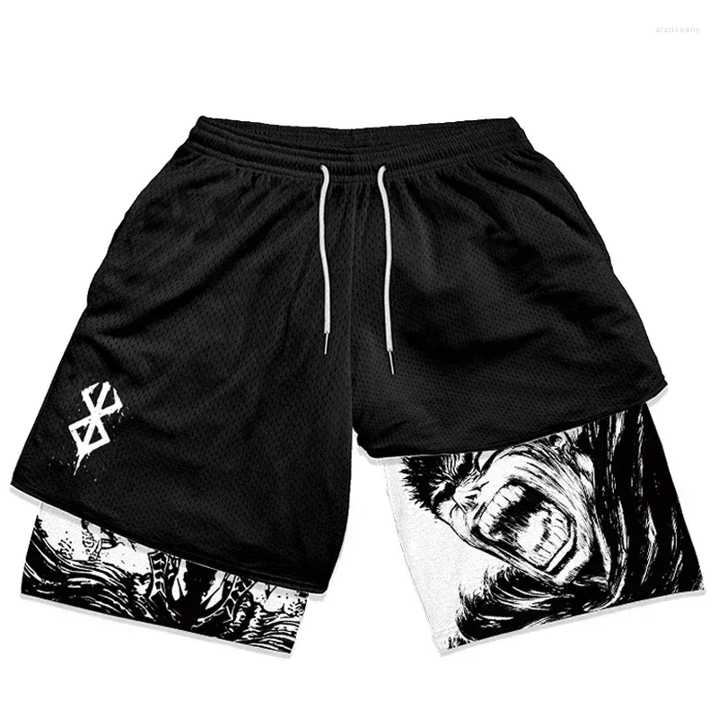 Herenshorts Y2K Zomer Heren Streetwear Anime Berserk Oversize Actieve atletische gym Korte broek Training Fitness Workout Trackkleding