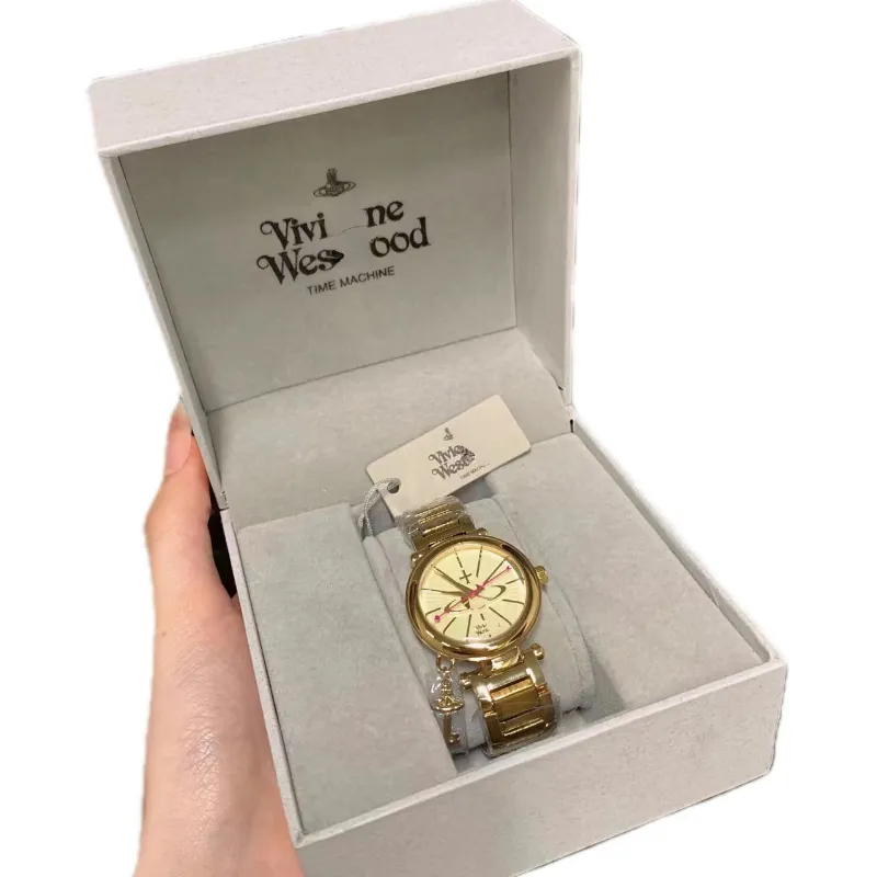 الساعات العلامة التجارية للسيدات High Led Saturn Gold Key Wristwatch Watch Watch Quartz