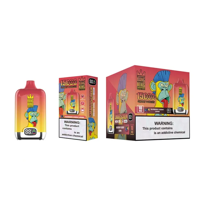 Boîte originale Bang 15000 bouffées Bang King 15000 numérique 15000 bouffées stylo vape jetable E cigarette 15k bang écran intelligent 25ml jus prérempli Vapes maille bobine vaper